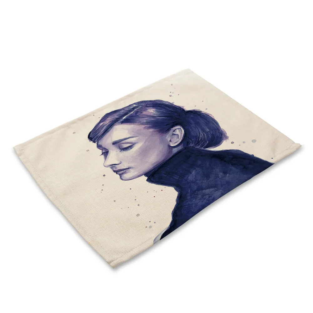 Celebrity Printed Linen Placemat Marilyn Monroe Table Mat Creative Audrey Hepburn Kitchen Dinner Table Mats Cup Coasters 42x32 Celebrity Printed Linen Placemat Marilyn Monroe Table Mat Creative Audrey Hepburn Kitchen Dinner Table Mats Cup Coasters 42x32