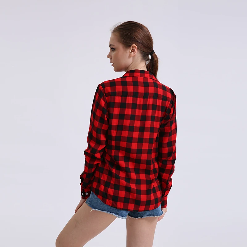 2017 Hot Sale Summer Ladies Plaid Shirt Plus Size Female Casual Cotton Long-Sleeve Women Slim Outerwear Blouse Tops Clothing13