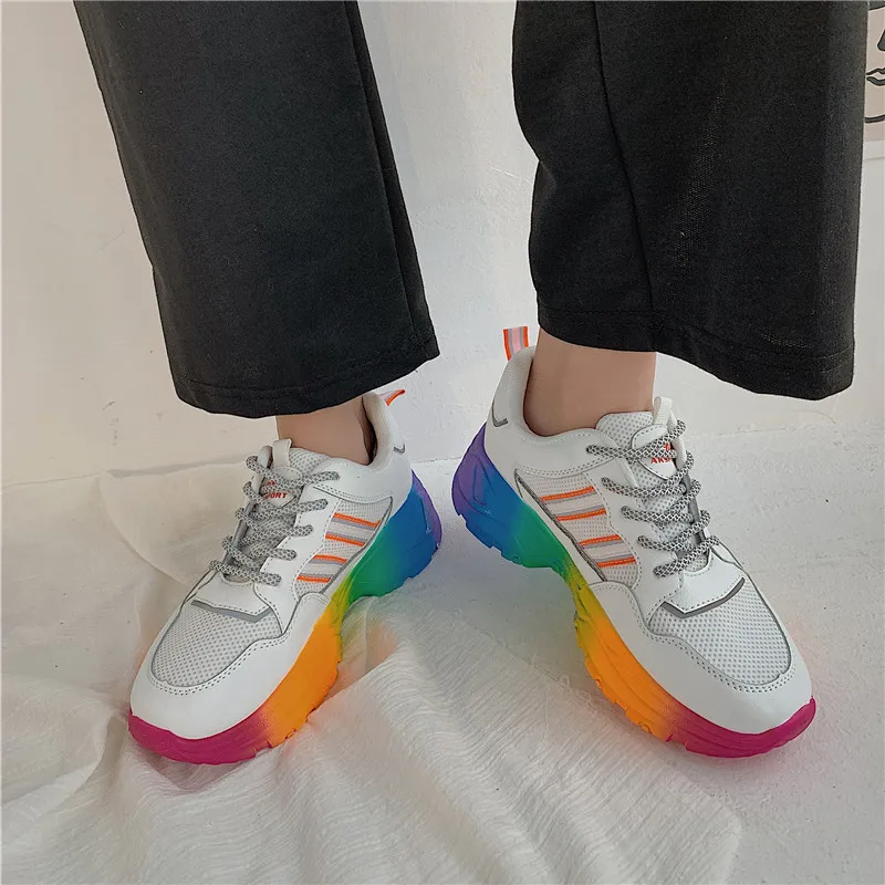 

2019 Women Flat Vulcanized Sneakers Shoes Female Mesh -up Casual Ladies Fashion Breathable Soft Plus Size 35-40