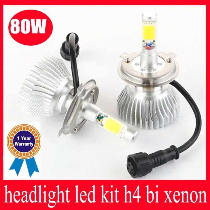 

2pcs Headlight Conversion Kit 40w 6000K H4 hi lo 12V/24V car Head lamp Car Xenon White Headlight Lamp High Low Kit led bulb