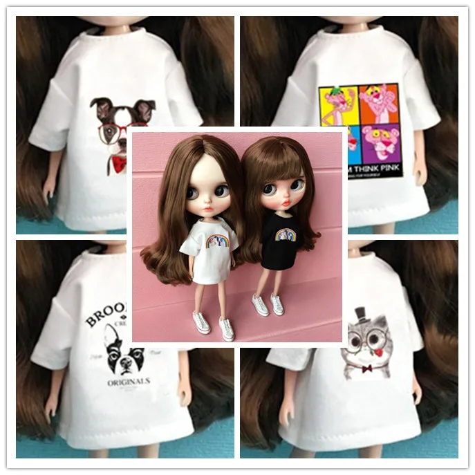 1 шт., футболка Blyth Doll, одежда для Barbi, рубашка для Azone 1/6, Одежда для куклы, Pullip, аксессуары для куклы Барби