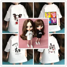 1 шт., футболка Blyth Doll, одежда для Barbi, рубашка для Azone 1/6, Одежда для куклы, Pullip, аксессуары для куклы Барби