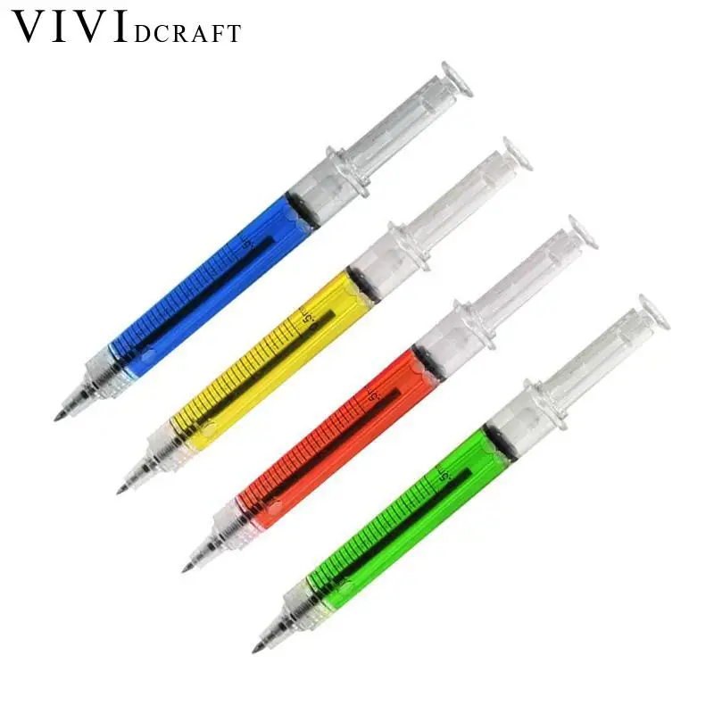 

1PCS Creative Novelty 5mm Syringe Pen Peculiar Shape Lovely Stationery Ballpoint Pen Automatic Refillable Ballpoint Pen Bullet