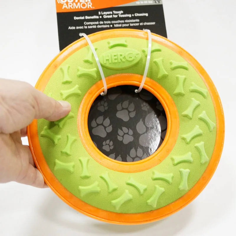 CAITEC Dog Toys Squeaky Flying Ring Durable Fit for Outdoor Throwing Suitable for Medium to Large Dogs
