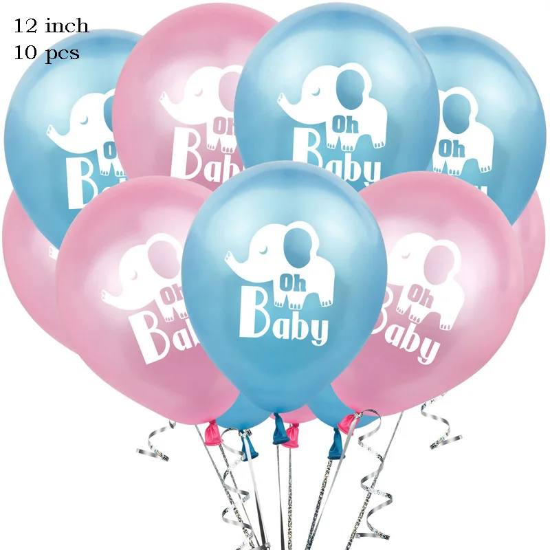 Leeiu Happy Birthday Oh Baby Elephant Balloons Baby Shower Silver Confetti Ballons Birthday Decoration Jungle Party Supplies - Color: 7