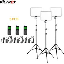 Viltrox VL-200 Pro беспроводной дистанционный светодиодный студийный светильник для видеостудии, Тонкий двухцветный светильник с регулируемой яркостью+ адаптер переменного тока+ 2 м светильник, подставка для видеокамеры