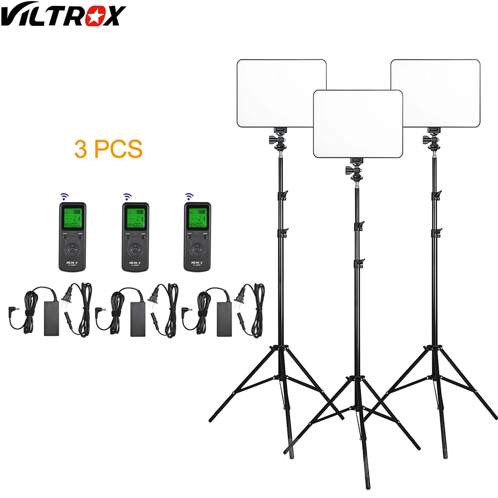 

Viltrox VL-200 Pro Wireless Remote LED Video Studio Light Lamp Slim Bi-Color Dimmable + AC Adapter+2M Light stand for Camcorder
