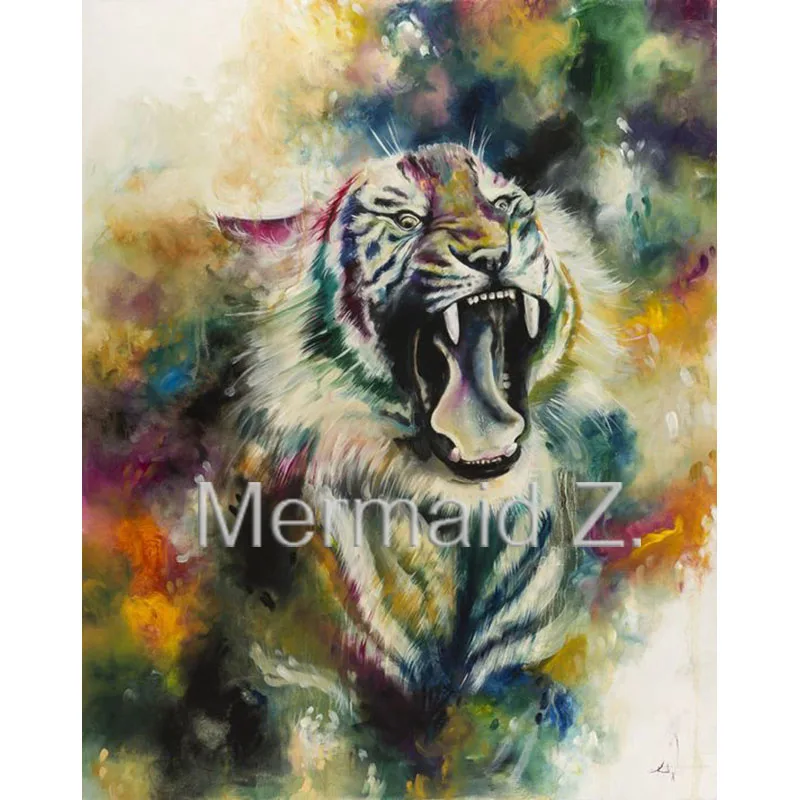 

Hand Painted Modern Style Abstract Oil Painting Canvas animals tiger 'Bellicose'painted Pictures Decorative Painting Wall Art