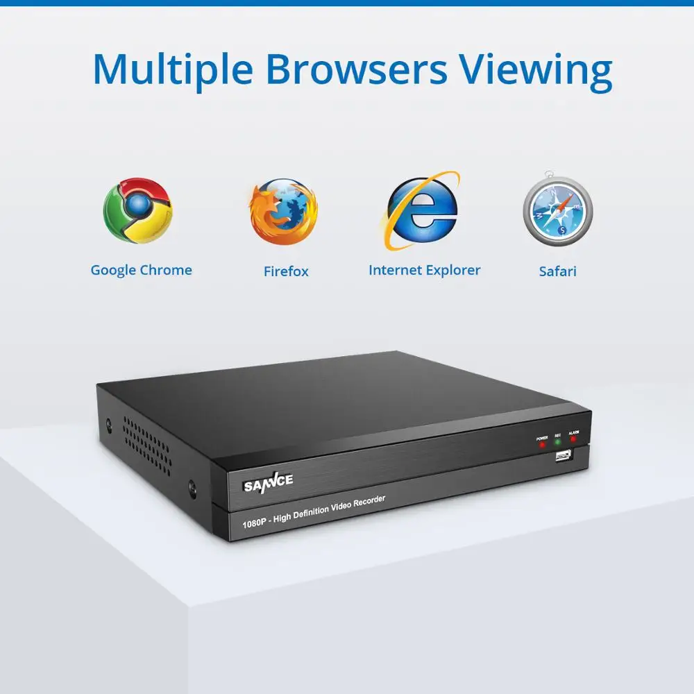 onvif H.264/ p2p s/écurit/é d/étection de mouvement, prise en charge Plug et Play, Android//iOS App Annke Syst/ème de surveillance Enregistreur vid/éo num/érique 8CH DVR 3MP