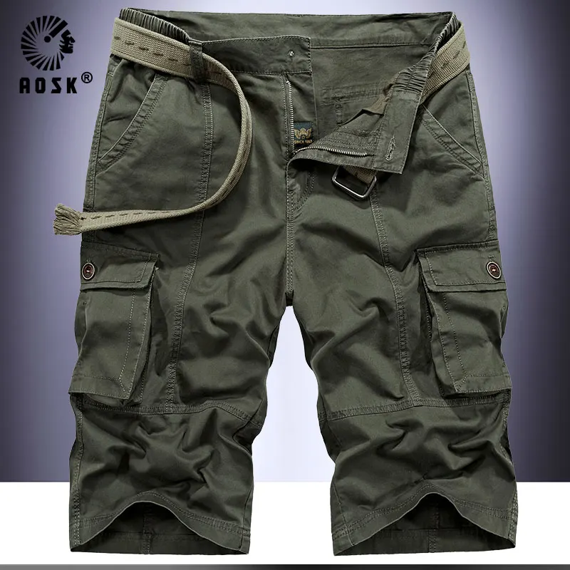 

Men's military casual multi-pocket shorts new tactical shorts men's high-quality leggings elastic waist fashion brand No belt