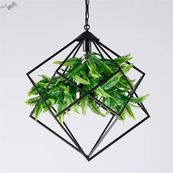 

American Modern Village Iron Pendant Lights Green Plant Hanging Lamp Restaurant Bar Cafe Living Room Decoration Lighting Fixture