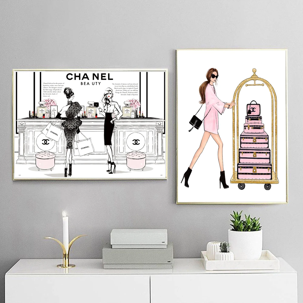 

Blush Pink Fashion Girl Paris Brand Beauty Nordic Posters And Prints Wall Art Canvas Painting Inspired Decor Picture Living Room