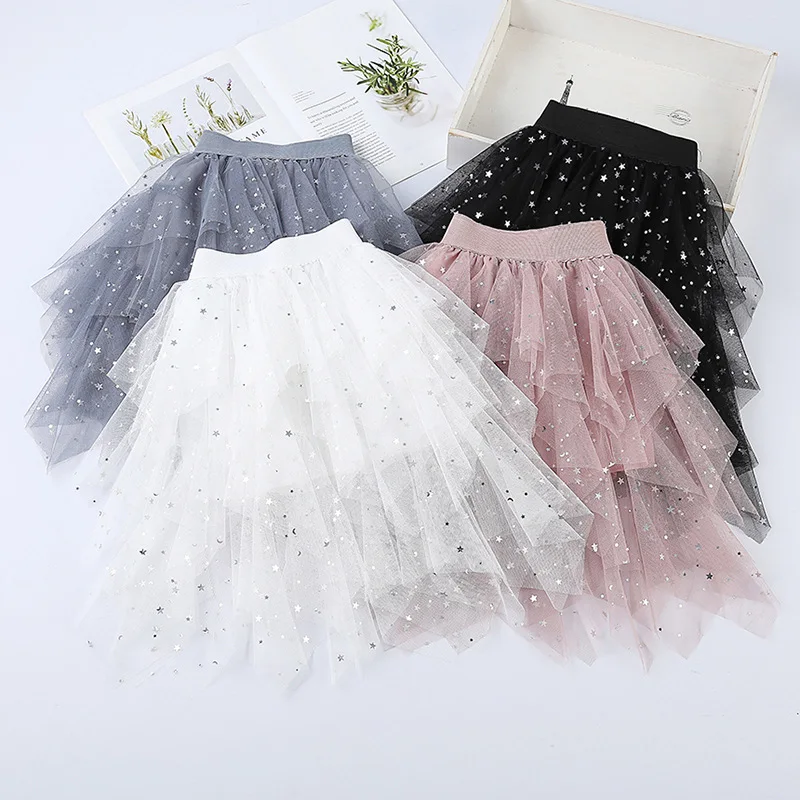 Юбки для девочек коллекция 2019 года, новая летняя юбка из сетчатой ткани со звездными блестками юбка-пачка для девочек Одежда для девочек