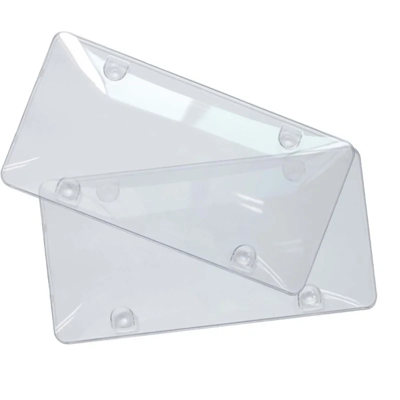 

White Transparent Durable 2pcs/Set Convex Clear License Plate Tag Frame Covers Bubble Shields Protector For Car-Truck