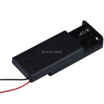 

50PCS wholesale 2 x AA 3V Battery Holder Connector Storage Case Box ON/OFF Switch With Lead Wire New