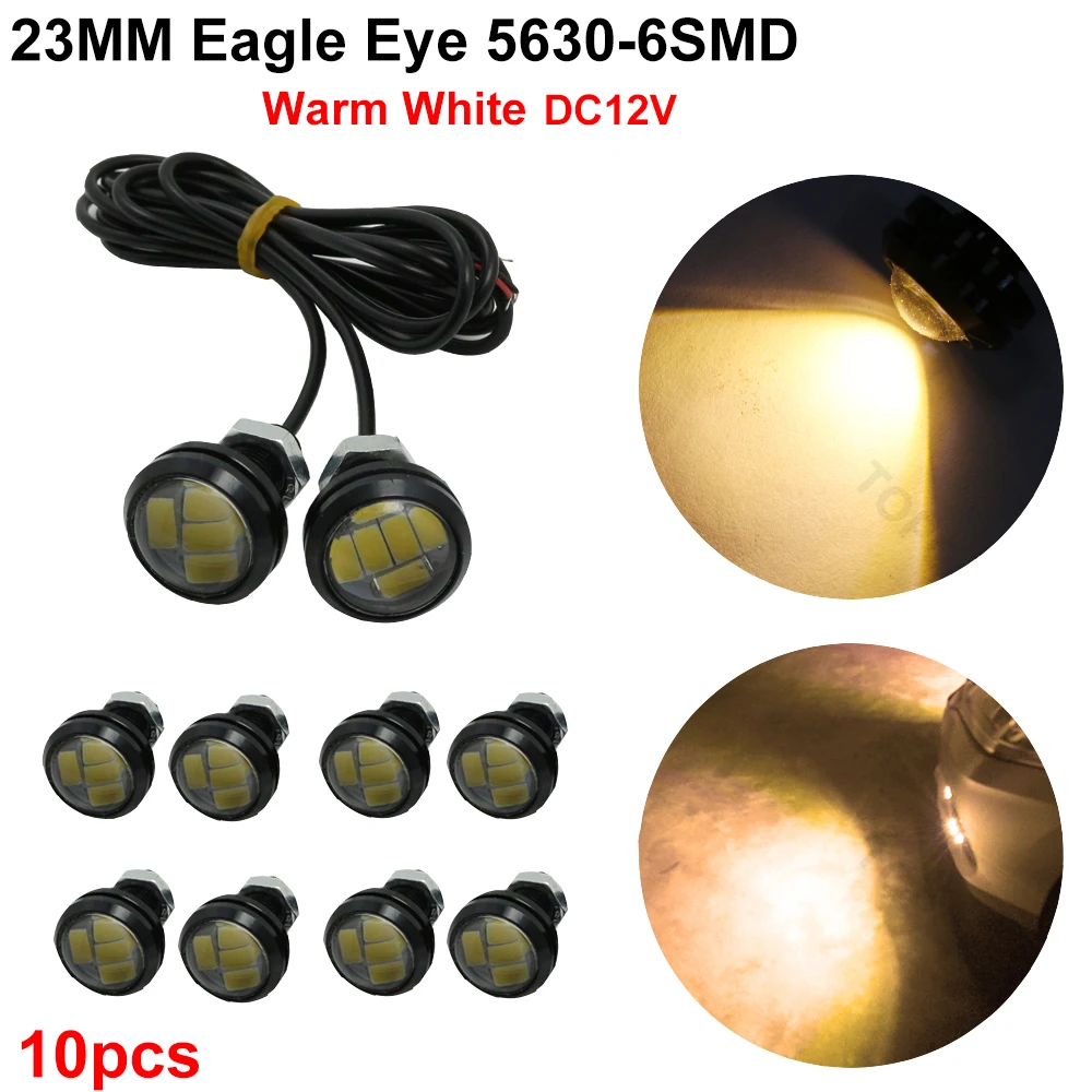10pcs 23MM Eagle Eye 5630 6 SMD LED Lights 3W 6000K Warm White
