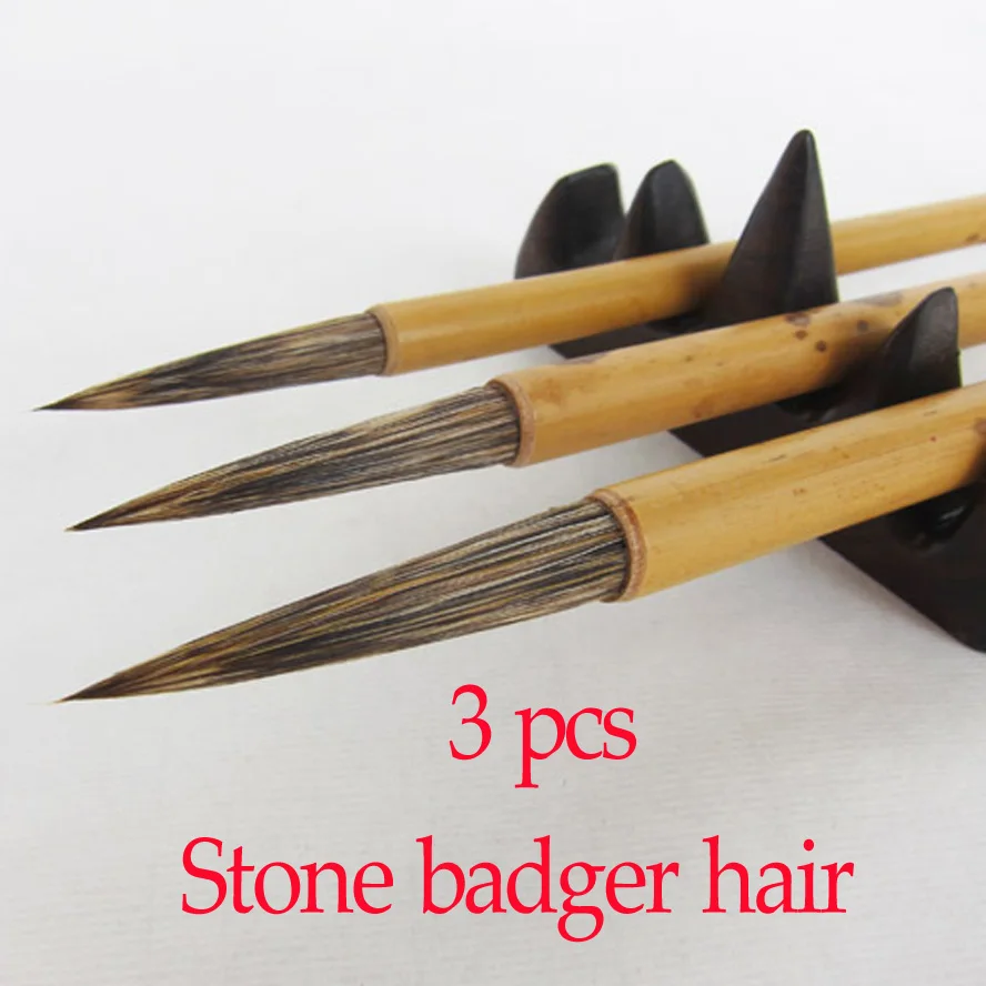3pcs Chinese Calligraphy Brushes with long pen tip weasel hair brush