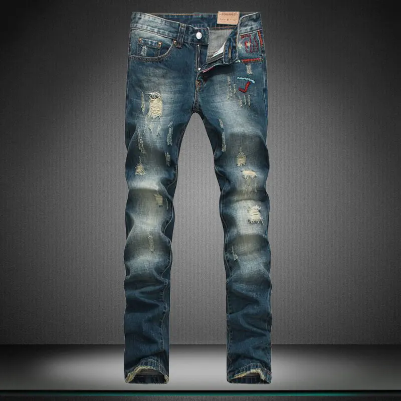 designer brand of pants new boy jeans hole straight embroidery