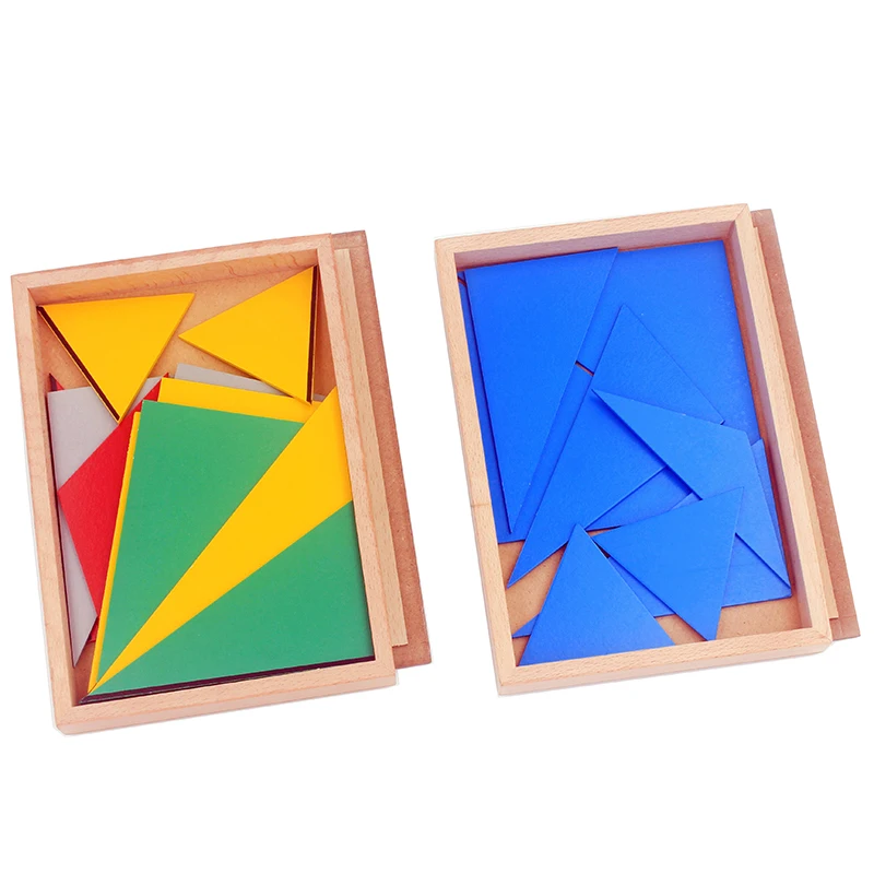 High Quality Wooden Montessori Materials Toys Constructive Triangles Rectangular Pentagon 5 Sets Early Preschool Educational 6