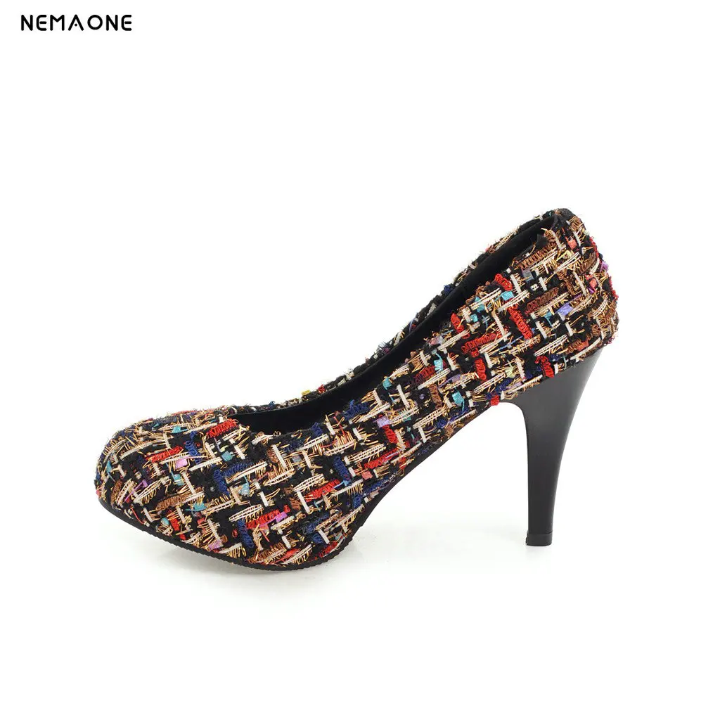 

NEMAONE Spring Shoes Women Pumps New Sexy Fashion Handmade Ladies Shoes round Toe High Heels Shallow Footwear