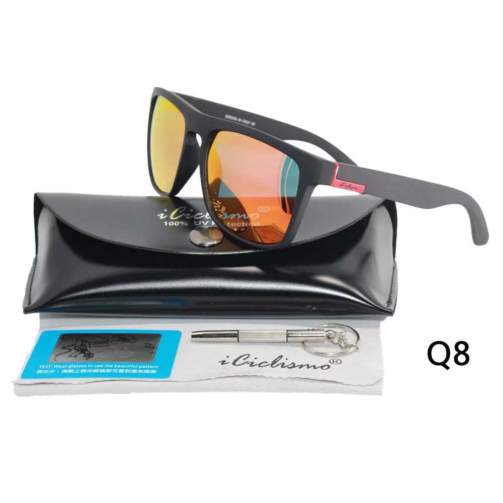 Поляризованные велосипедные очки для горного велосипеда, брендовые дизайнерские спортивные солнцезащитные очки для велоспорта, мужские и женские MTB очки, Ciclismo Eyewear - Цвет: Q8