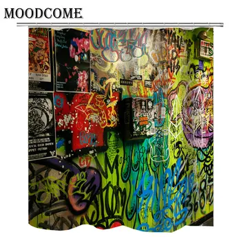 

graffiti street culture shower curtain waterproof performance art douchegordijn 3d bath curtains shower