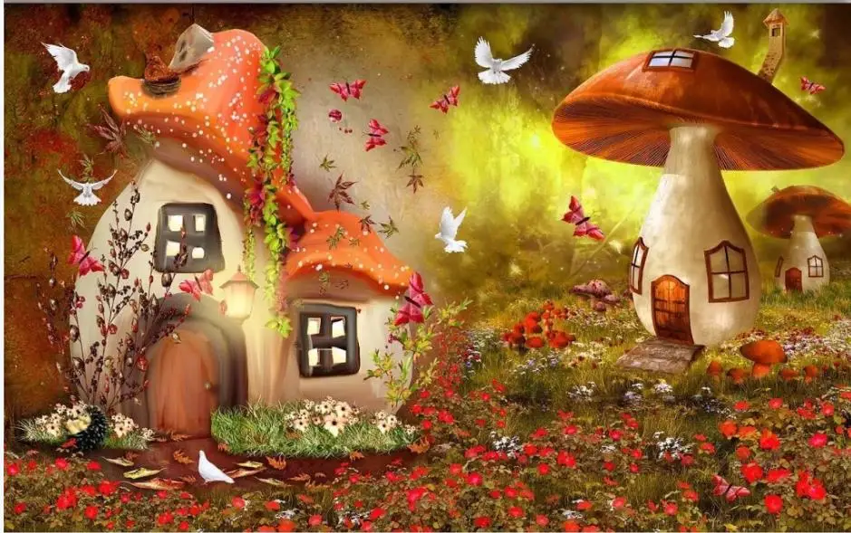 

wallpaper for walls 3 d for living room Fairytale world mushroom children's room wallpaper mural wall