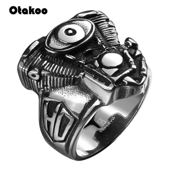 

Otakoo Motorcycle Engine Ring Stainless Steel Jewelry Classic Engine Motor Biker Men Ring