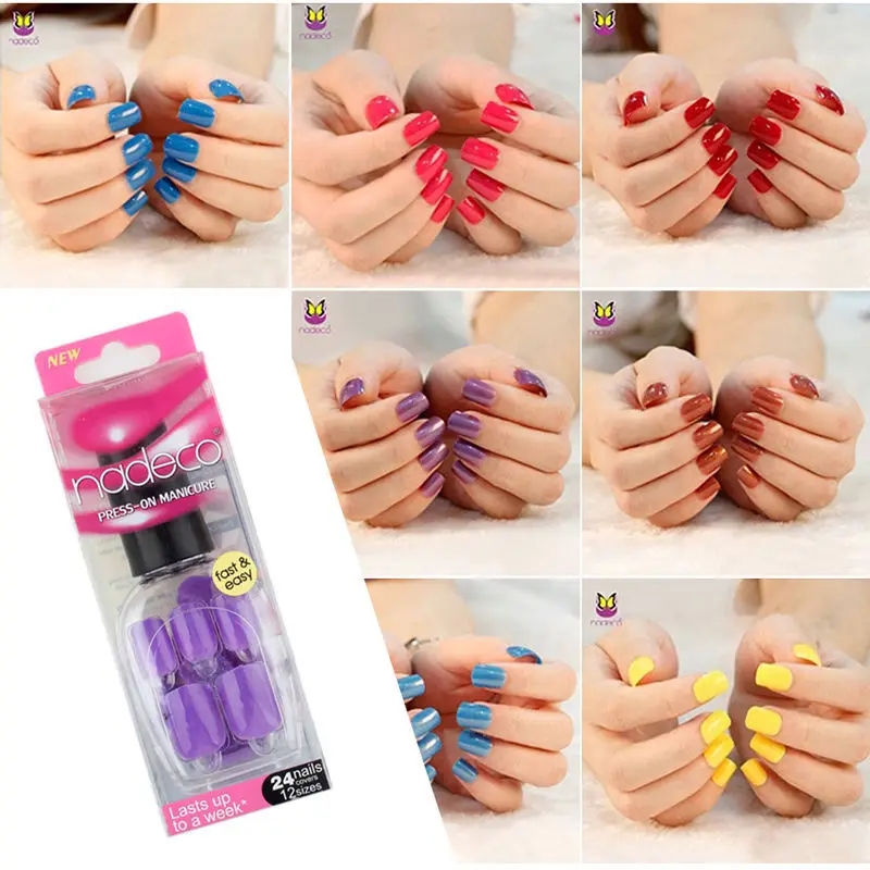 48 цветов, Модные накладные ногти, пресс на гель-Лаке, накладные ногти, дизайн ногтей, короткая длина, искусственные ногти, удлинение, дизайн - Цвет: 004