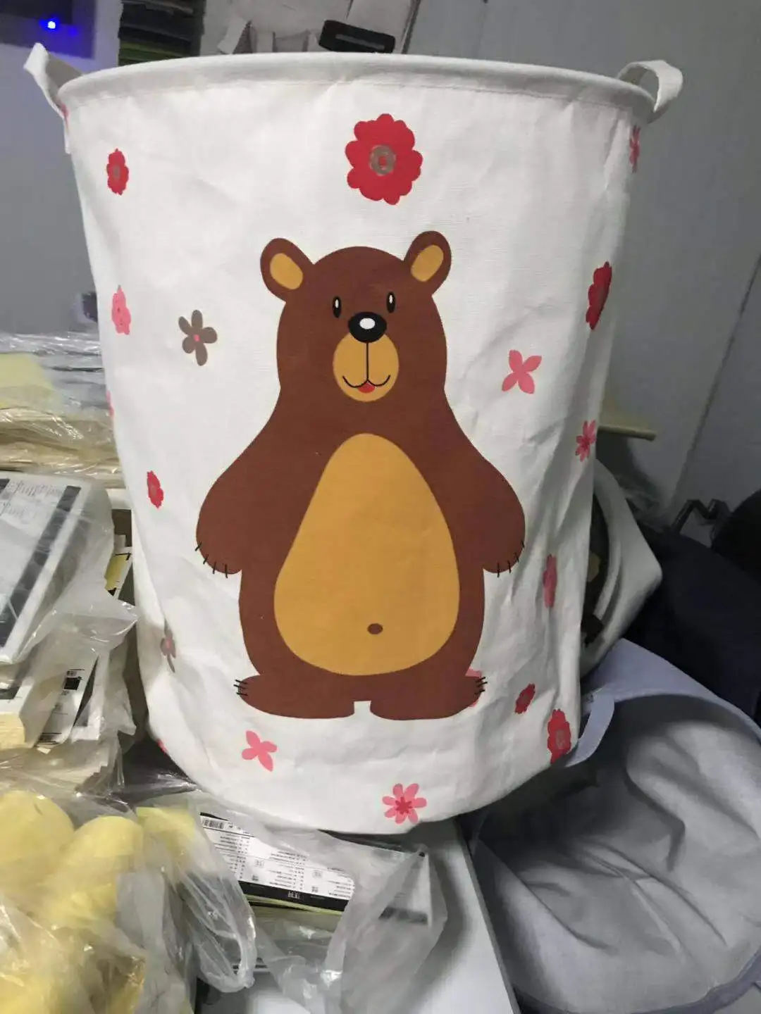 Just bear Корзина для игрушек белья хранение игрушек хранения хлопок белье искусства баррель мультфильм грязную одежду складные корзины игрушки корзины - Цвет: Just bear