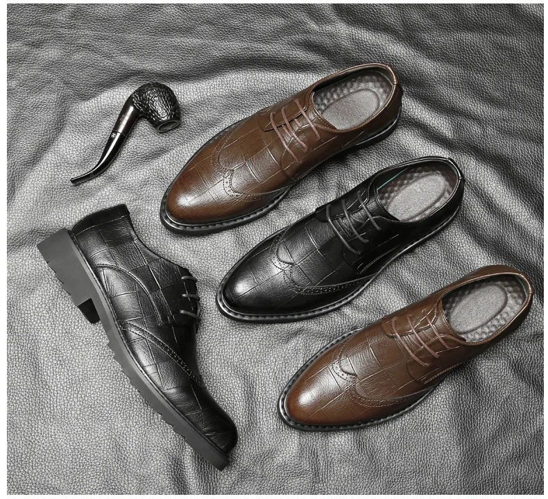 Men's Leather Casual Shoes' Formal Office Men Shoes Luxury Brand Leather Oxford Dress Shoe Lace-Up Oxford Shoes For Men Casual (1)