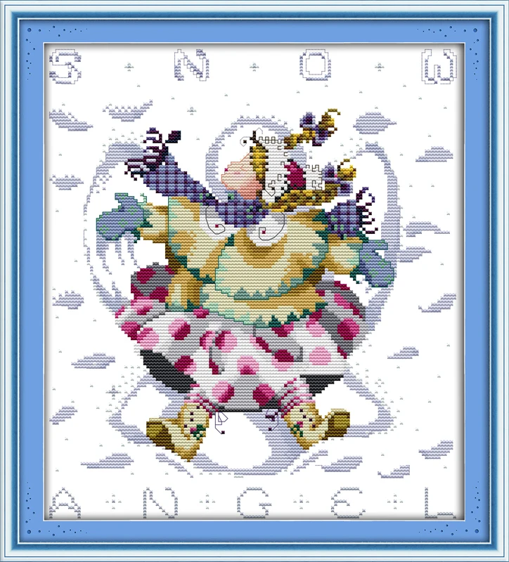 

The girl play in the snow counted printed on fabric DMC 14CT 11CT Cross Stitch kits,embroidery needlework Sets, Home Decor