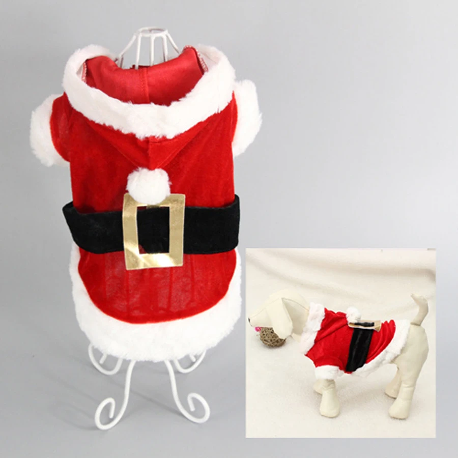 

Pet dog Santa Claus Pattern Pet Coat Small Dog Cat Pet Clothes Dog Clothes 5Size Dress Pet dog Christmas Coat Red Free Shipping