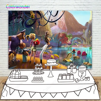

Photography Background Scientist Flint Sam with Their Friends Adventuring in the Fancy Food World Backdrop for Photo Booth Prop