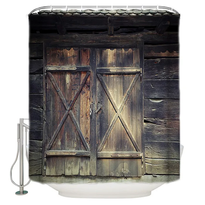Старая винтажная деревянная дверь, занавеска для душа, коврик, декоративный, водонепроницаемый, полиэстер, ткань, занавеска для ванной комнаты, набор, домашний, для ванной, Декор, много размеров - Цвет: LEX00296