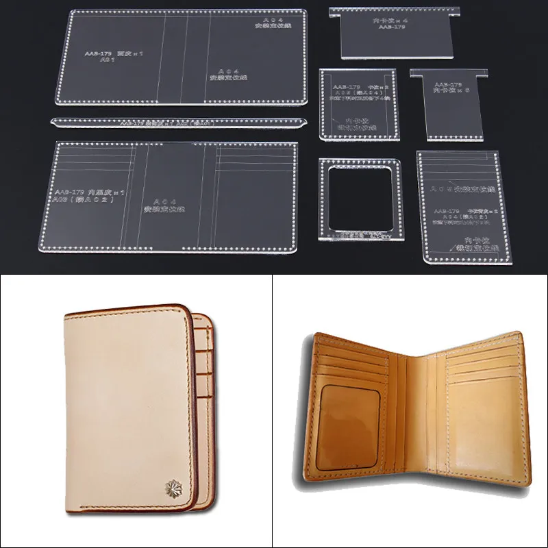 

1 Set Leather Craft Acrylic Short Wallet Pattern Stencil Template Tool DIY Wallet Leathercraft Tool Sets
