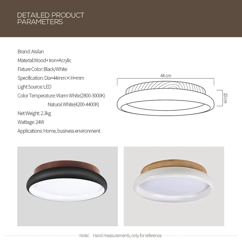  Aisilan LED Ceiling Light Nordic Style Lamp Living Room Lighting Fixture Bedroom Kitchen Foyer Wood - 32963115637