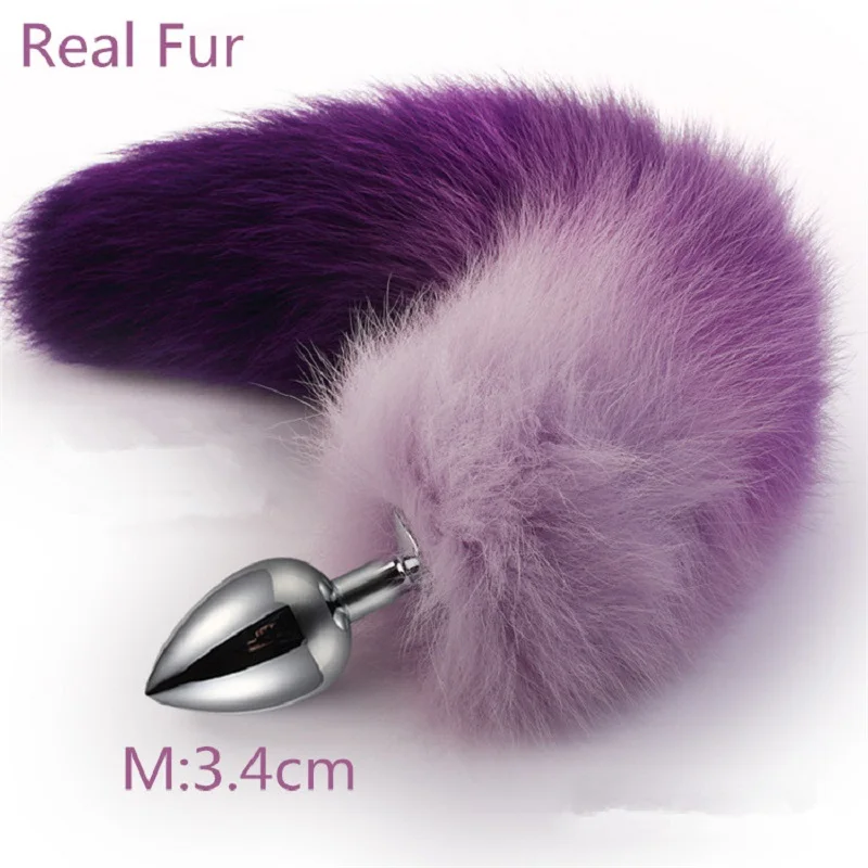 3 размера натуральный Лисий Мех Хвост анальные аксессуары для пар взрослых