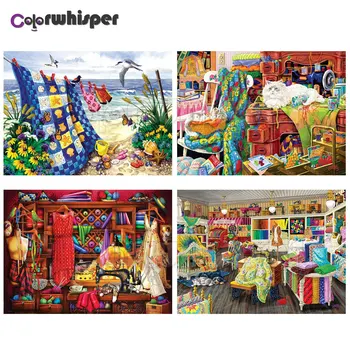 

Diamond Painting Full Square/Round Drill Daimond Painting"Country Life Sea Scenery Store Art"Mosaic Rhinestone Cross Stitch 429D