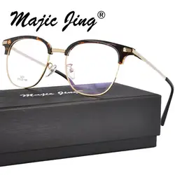Магия Jing TR 90and нержавеющая сталь RX оправы полный обода круглый близорукость очки, очки 3231