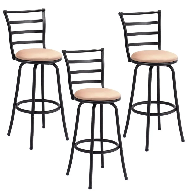 Set Of 3 Steel Frame Counter Height Modern Swivel Bar Stools High Quality Ergonomic Comfortable Backrest Counter Chair Hw55641 Bar Stools Aliexpress