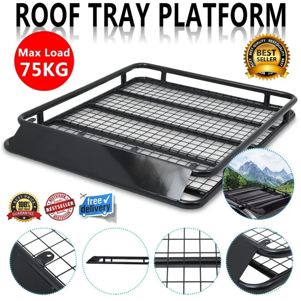 

Newest Mesh Base Steel Roof Tray Platform Rack Luggage Box Carrier Universal Luggage Basket Baggage Box Roof Tray Rack