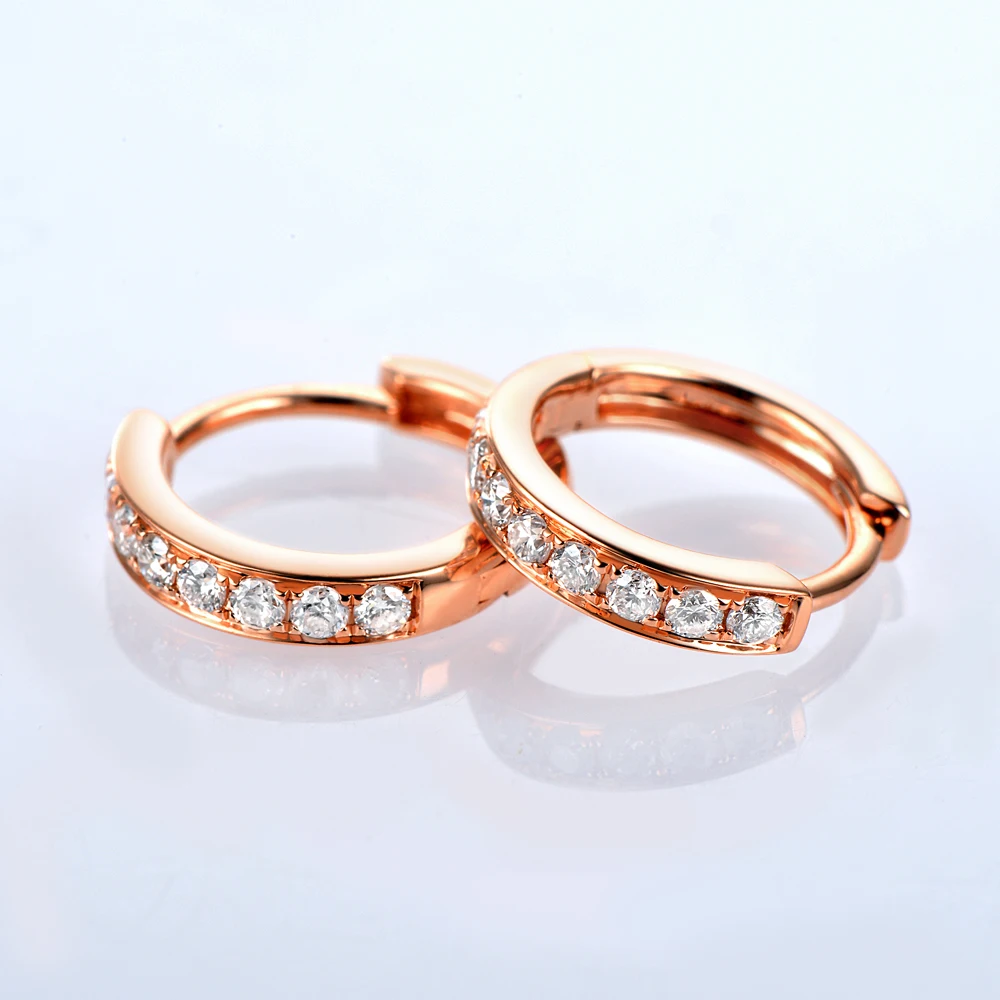 Caimao Jewelry Beautiful 14K Rose Gold 0.31ct Brilliant Cut Diamond Hoop Engagement Earrings