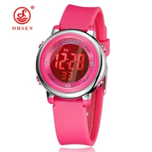 Chindren's Watch OHSEN brand digital LED Kids Clock Fashion Sport Watch Cute Wristwatches waterproof gift Watch Alarm Hand Clock ohsen 0739 led digital sport watch yellow