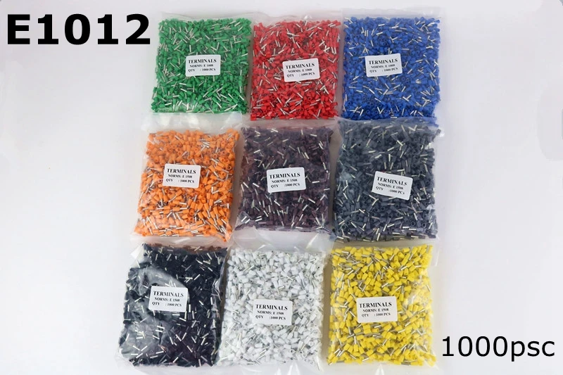 1000 шт. E1012 1mm2 18 AWG провода конец шнура предварительно изолированных клемм проволоки обжимные клеммы