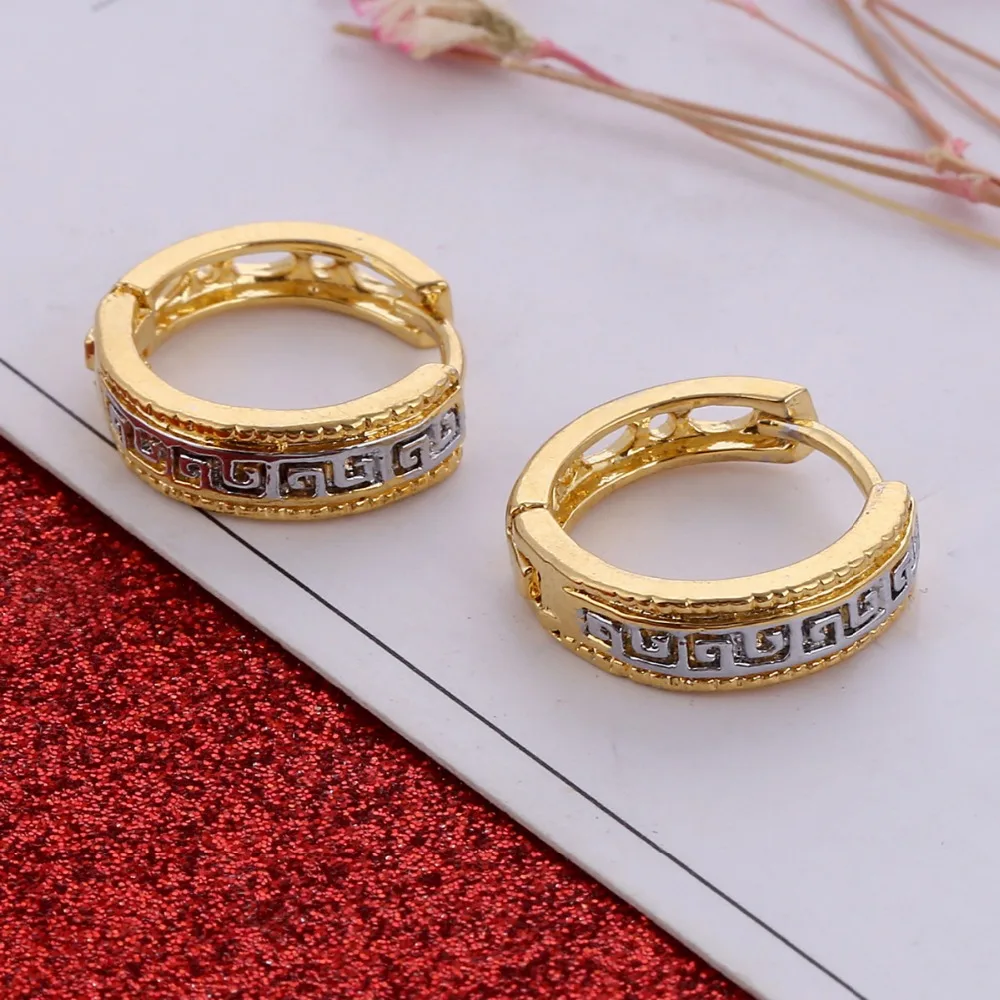 Greek Key Ear Hook Stud Earrings Jewelry For Ethiopian Arab Brazilian