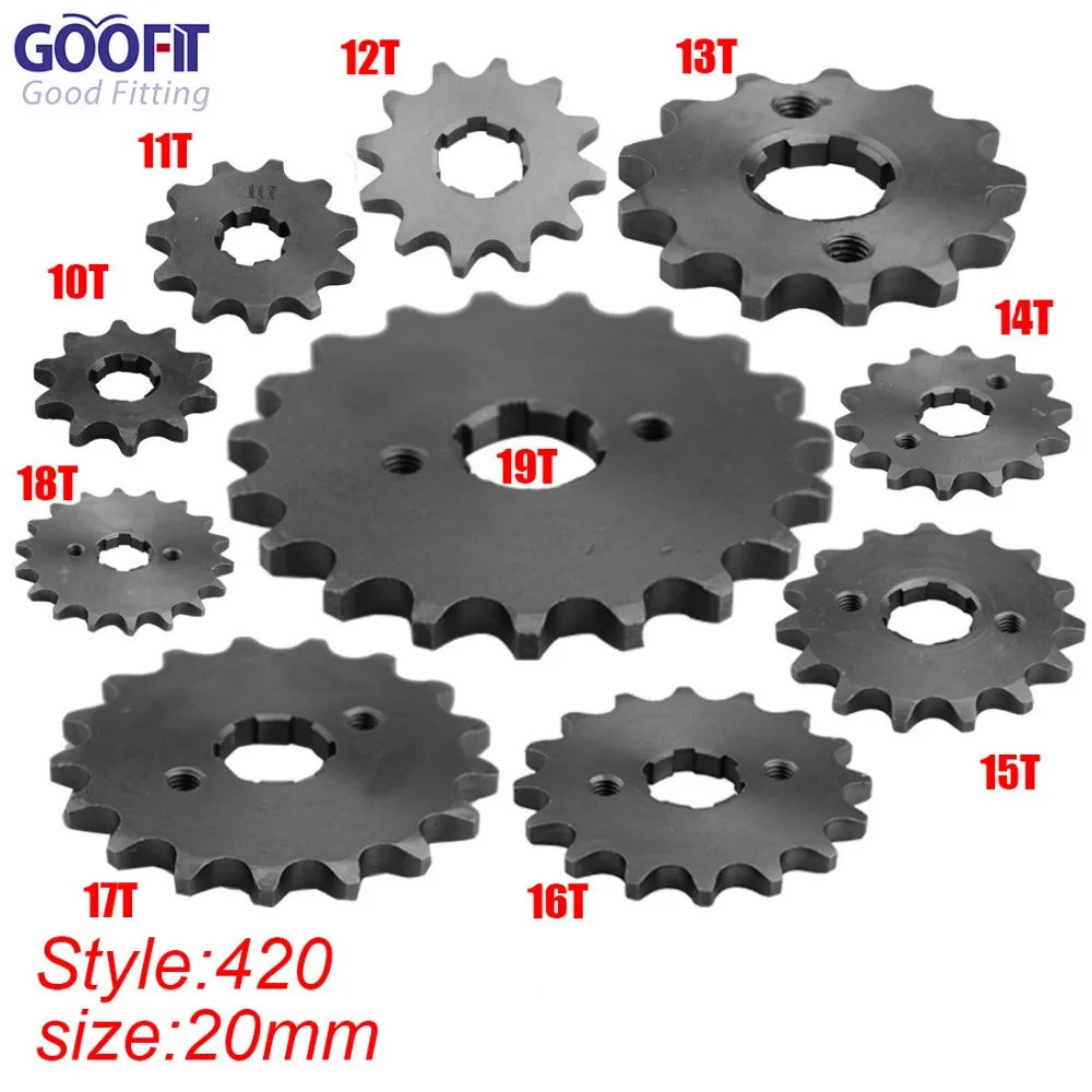 

GOOFIT 420 10-19 Tooth 20mm ID Engine Front Sprockets for 50cc 70cc 90cc 110cc Scooter Motorcycle Bike ATV Quad Go Kart Q001-048