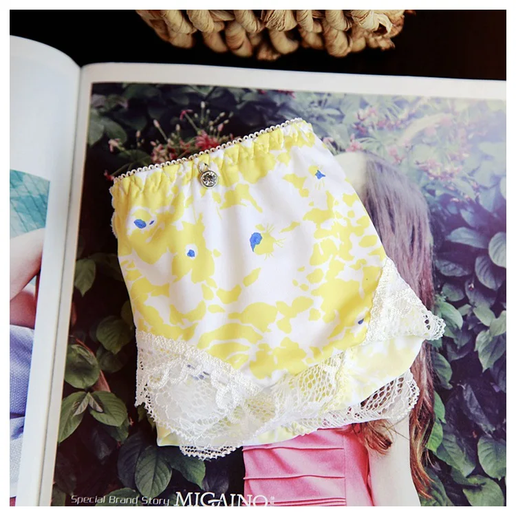 flower fresh milk silk printing silky sexy lace underwear waist string