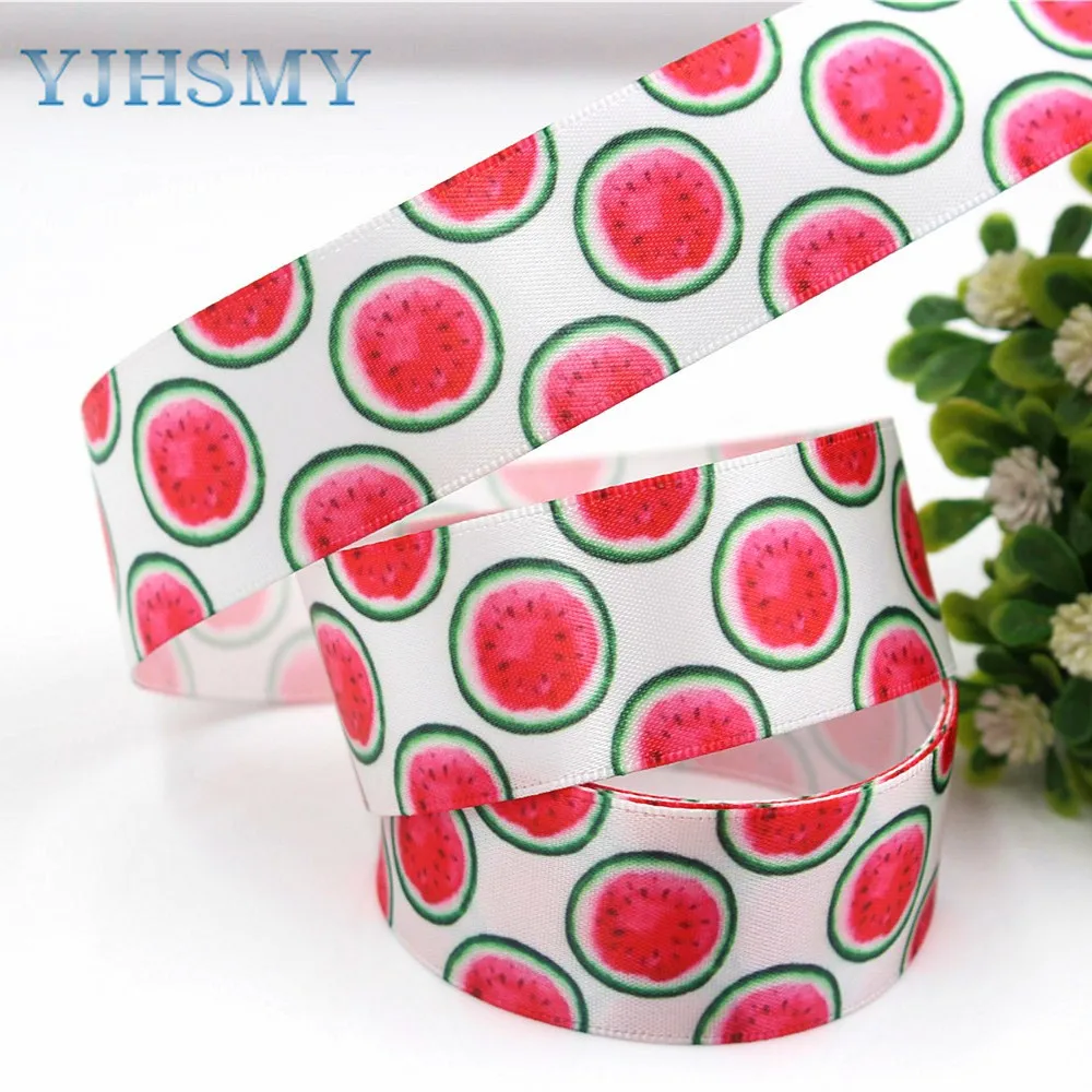 YJHAMY 179231, фрукты мультфильм атласные ленты, 25 мм, 10 ярдов лента для шитья, DIY головной убор аксессуары ручной работы материал