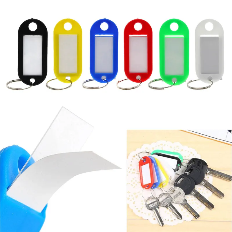 

10pc Mini Blank Key Ring ID Tags Name Card Language Label Fob Keychain Rings Tag